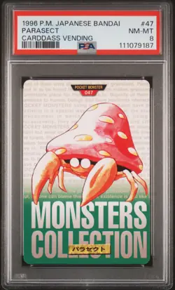 1996 POKEMON JPN BANDAI CARDDASS VENDING #47 PARASECT PSA 8 - Image 1