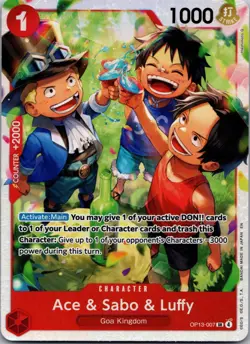 Ace & Sabo & Luffy SR Carrying On His Will OP13-007 NM - Image 1
