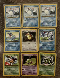Pokemon TCG SHADOWLESS Pikachu Marill Promo lot with FIRST EDITION card lot - Image 1