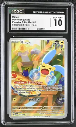 Pokemon Minun 194/182 Illustration Rare Paradox Rift - CGC 10 - Image 1
