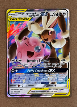 MEGA LOPUNNY & JIGGLYPUFF GX 165/236 FULL ART HOLO POKEMON COSMIC ECLIPSE - Image 1