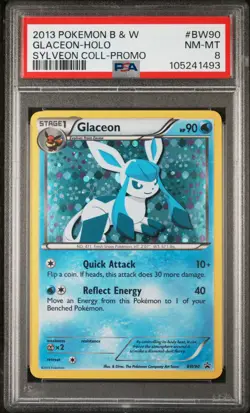 2013 POKEMON BLACK STAR PROMO GLACEON #BW90 HOLO FOIL PSA 8 NM-MT #105241493 - Image 1
