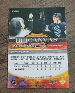 Upper Deck 2025-26 Series 1 UD Canvas Young Guns Jani Nyman #C-101 Kraken - Image 2