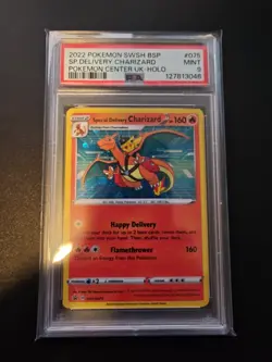 2022 POKEMON SWSH BLACK STAR PROMO #075 SPECIAL DELIVERY CHARIZARD HOLO PSA 9 - Image 1