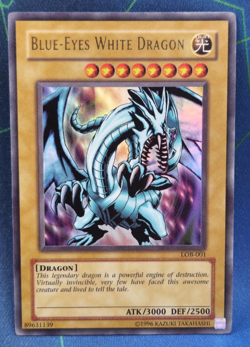 Yu-Gi-Oh Blue-Eyes White Dragon LOB-001 Ultra Rare Unlimited NA Print 2002 NM+ - Image 1