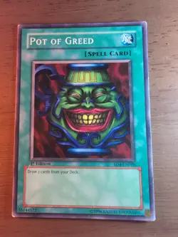Yugioh Pot of Greed SD4-EN018 Common 1st Edition LP - Image 1