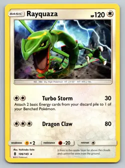 Rayquaza 106/145 Rare Guardians Rising Pokemon Card MP - Image 1