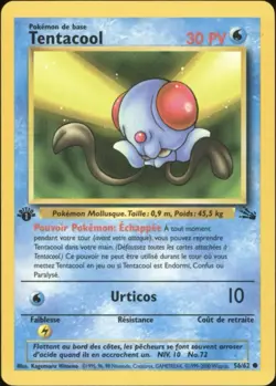 2000 Pokemon FRENCH 1st Edition Fossil Tentacool 56/62 EX 3 - Image 1
