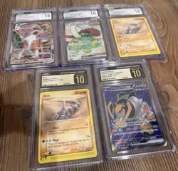 5-card Pokemon Slab Lot - Including Iron Boulder, Onix, Great Tusk, Lycanroc - Image 1