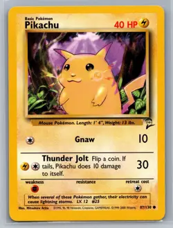 Pikachu Base Set 2 #087/130 Common Pokemon Card - Image 1