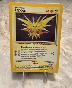 ZAPDOS - 15/62 - Pokemon 1999 vintage Fossil Unlimited Holo Rare Card WOTC MP - Image 2