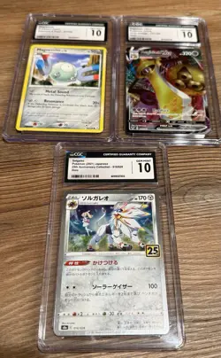 3-card Pokemon Slab Lot - Including Magnemite, Aegislash, Solgaleo - Image 1