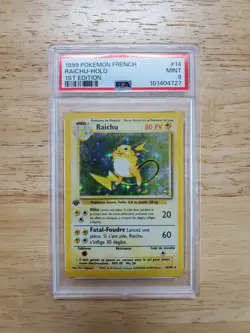 Pokemon PSA 9 MINT 1999 Raichu 1st Edition Base Set French Holo Card - Image 1