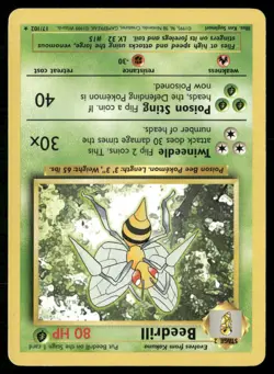 ✰ BEEDRILL 17/102 RARE BASE SET UNLIMITED POKEMON ✰ HP - Image 2