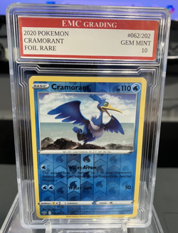 CRAMORANT HOLO FOIL 2020 Pokemon RARE #062/202 Card GRADED 10 MINT - Image 1