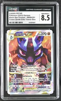 PSA CGC 8.5 Lucario Vstar SWSH291 2023 Pokemon Crown Zenith Deutsch - Image 1