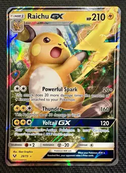 2017 RAICHU GX – Pokemon Sun & Moon Shining Legends – LP - Image 1