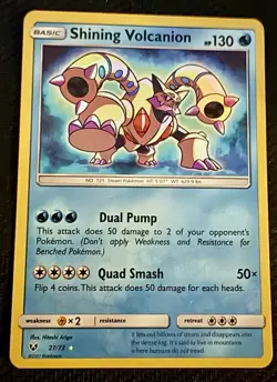 Pokemon TCG Shining Volcanion Shining Legends Shiny Holo Rare 27/73 LP - Image 1