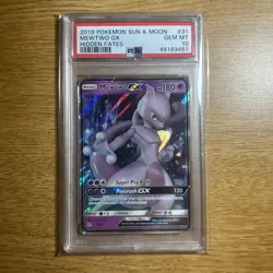 2019 Pokemon Sun and Moon Mewtwo GX Hidden Fates PSA GEM MT 10 - Image 1
