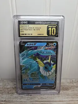 CGC Pristine 10 Vaporeon V 026/132 Pokemon Simplified Chinese cs4aC POP 4! - Image 1