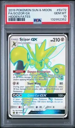 2019 Scizor GX Pokemon Sun and Moon FA Hidden Fates Shiny #SV72 PSA 10 Gem Mint - Image 1