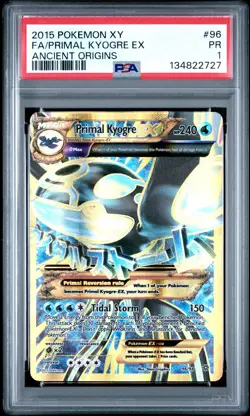 2015 POKEMON XY ANCIENT ORIGINS #96 FULL ART/PRIMAL KYOGRE EX PSA 1 - Image 1