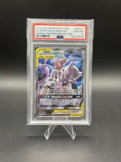 2019 Pokemon SM Black Star Promo #SM191 Mewtwo & Mew Gx FA PRTNRSHP.TINS PSA 10 - Image 1