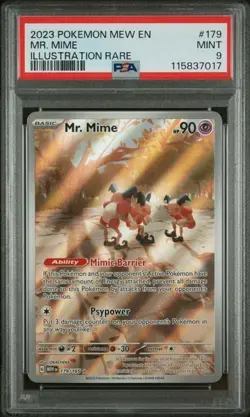 MR. MIME PSA 9 (2023 POKEMON MEW EN-151 ILLUSTRATION RARE #179/165) - Image 1