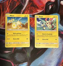 Pokemon 2 Card Lot Minun 54/168 & Plusle 53/168 Non-holo 2018 Celestial Storm Lp - Image 1