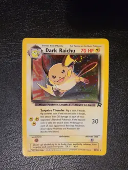 Pokemon Dark Raichu TCG Team Rocket Holo Card 83/82 Unlimited Secret Rare - Image 1