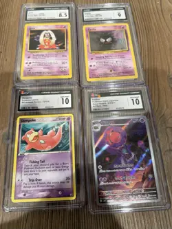 4-card Pokemon Slab Lot - Including Jynx, Gastly, Slowpoke, Rabsca - Image 1