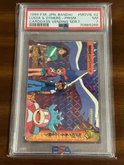 Pokemon 1999 Bandai Vending Prism Ash Lugia Misty Pikachu PSA 7 - Image 2