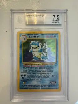 Pokemon TCG Blastoise Holo Unlimited Rare Card 2/130 Base Set 2 Beckett 7.5 - Image 1