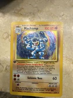 Pokemon TCG Machamp Holo Rare 1st Edition Base Set 8/102 - Image 1