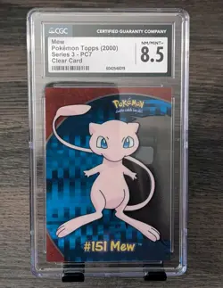 Pokemon Topps Mew Clear PC7 Series 3 CGC 8.5 NM/MINT+ - Image 1