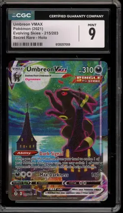 Pokemon Umbreon VMAX Evolving Skies Secret Rare Full Alt Art #215 CGC 9 Mint - Image 1