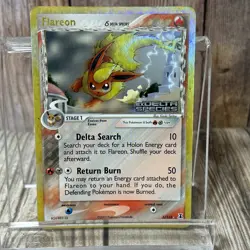 Pokemon TCG: 2005 EX Delta Species Flareon 5/113 Reverse Holo STAMPED HP Damaged - Image 1