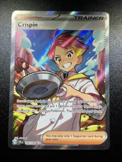Crispin Stellar Crown Holo Full Art Trainer Card 164/142 Sv07 English NM - Image 1