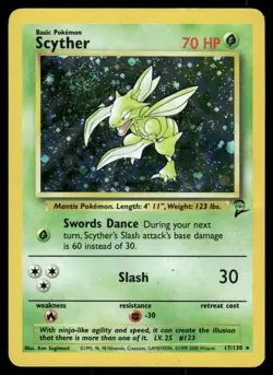 Pokemon Cards Scyther 17/130 Holo Base Set 2 WOTC Rare HP *2 - Image 1