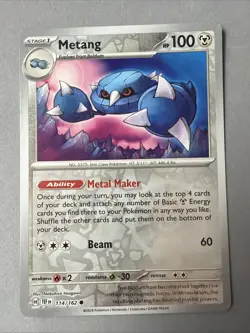Pokemon TCG * SV Temporal Force * 114/162 Metang REVERSE HOLO Common * FRESH PK - Image 1