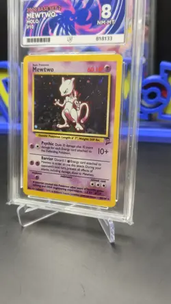 Pokemon TCG Mewtwo Base Set 2 Holo Unlimited Rare Card 10/130 Vintage 1999 Ace 8 - Image 2