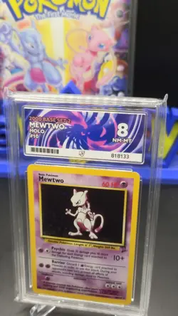 Pokemon TCG Mewtwo Base Set 2 Holo Unlimited Rare Card 10/130 Vintage 1999 Ace 8 - Image 3