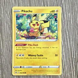 Pokemon Pikachu 052/196 Swsh11: Lost Origin Common Basic Regular 60 HP - Image 1
