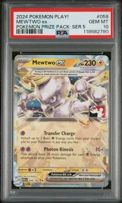2024 POKEMON PLAY! POKEMON PRIZE PACK: SERIES 5 #058 MEWTWO EX PSA 10 - Image 1