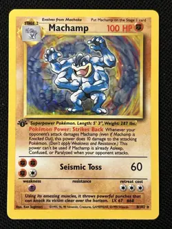 Pokemon Machamp 8/102 (1st Edition) Base (Never Played) *Near Mint* - Image 1