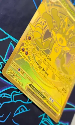 Pokemon Mega Lucario EX Gold Secret Rare ME01 188/132 Mega Hyper Rare 340 HP - Image 3