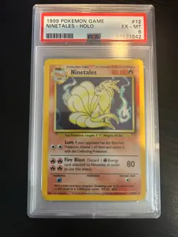 1999 POKEMON BASE SET UNLIMITED #12 NINETALES-HOLO PSA 6 - Image 1