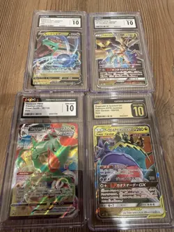 4-card Pokemon Slab Lot - Including Rayquaza, Necrozma, Naganadel & Guzzlord - Image 1