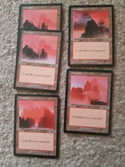 MTG 5 Mountain land cards - Urza's Saga - Image 1