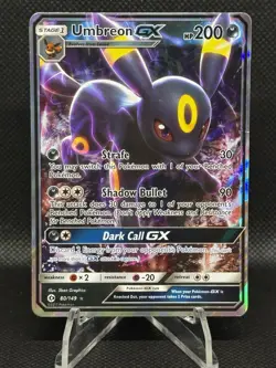 Umbreon GX 80/149 Ultra Rare Sun & Moon Base Set Pokemon Card - Image 1